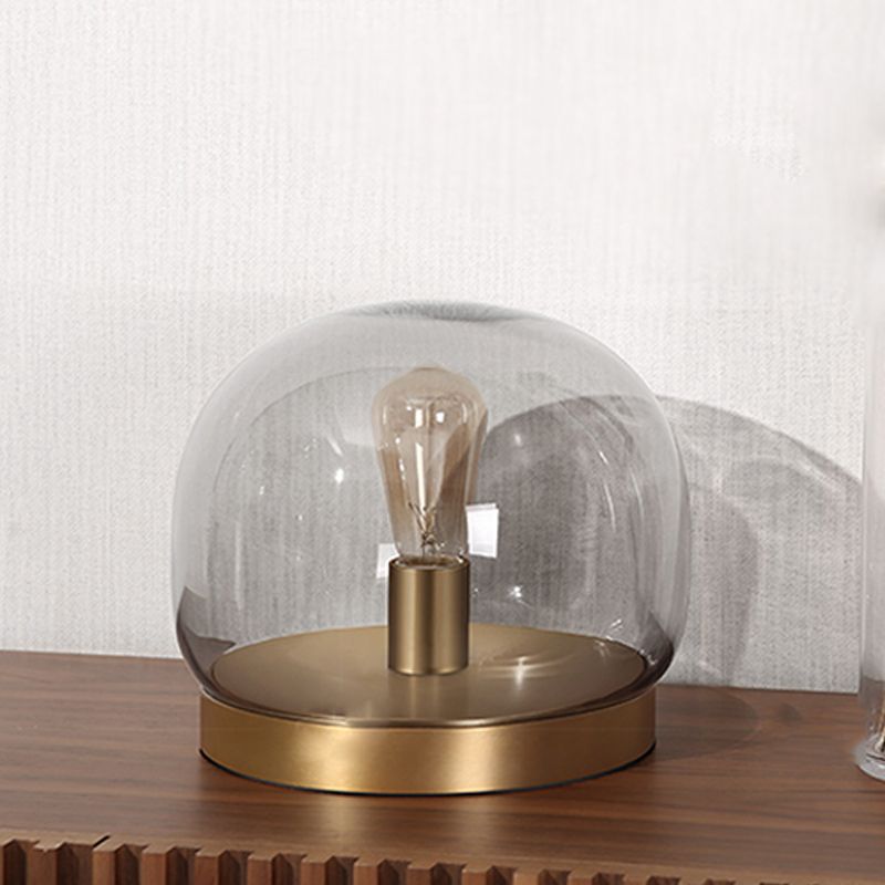 Lampada da tavolo post moderna ovale in vetro trasparente con 1 luce per camera da letto, piccola lampada da scrivania in oro