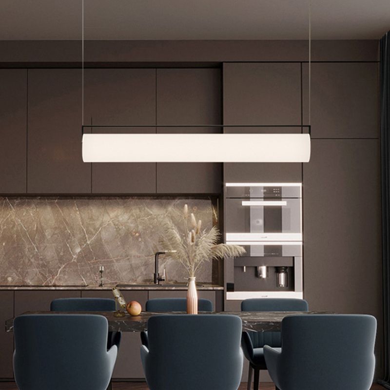 Modern LED Island Chandelier Lights White Cylinder Island Lighting Fixture