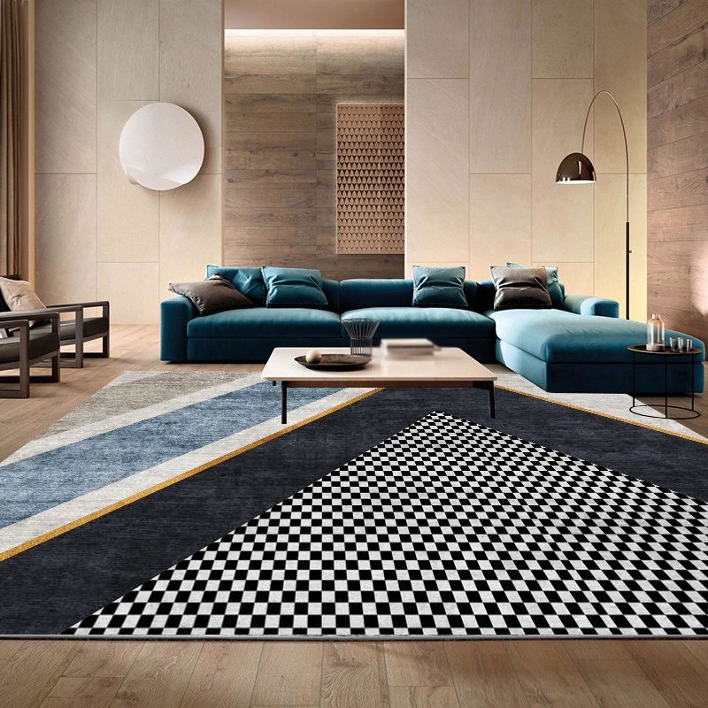 Contemporary Graphic Printed Rug Polyester Carpet Stain Resistant Area Rug for Home Decoration