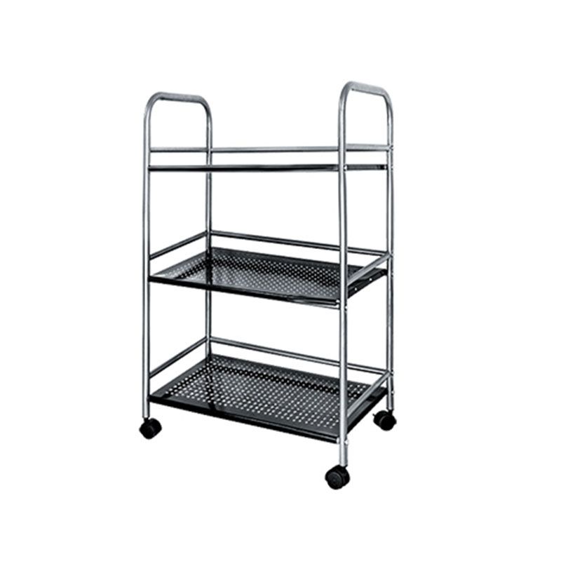 Open Shelves Kitchen Trolley Home Dining Modern Prep Table with Casters