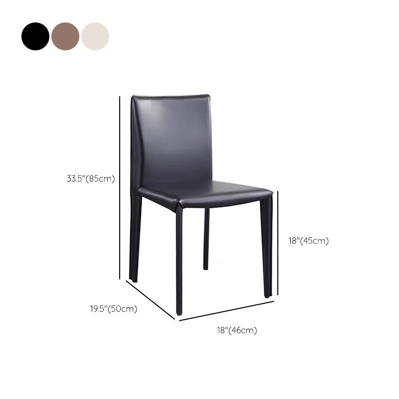 Contemporary Faux Leather Dining Chairs Armless Chairs with Metal Base
