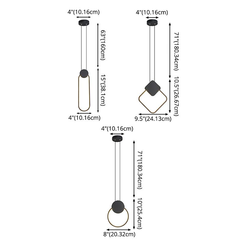 LED Slaapkamer Hanglamp Lichte armatuur eenvoud plafond hanger licht met geometrische metalen schaduw