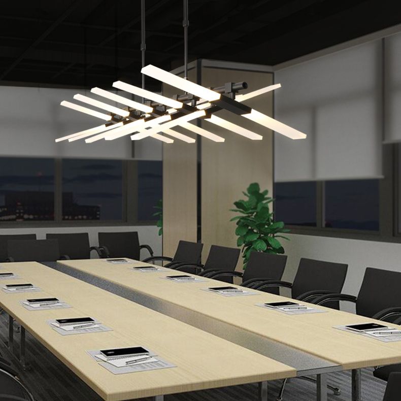 Modern Minimalist Fish Skeleton Island Light Acrylic LED Strip Restaurant Pendant Lighting for Living Room