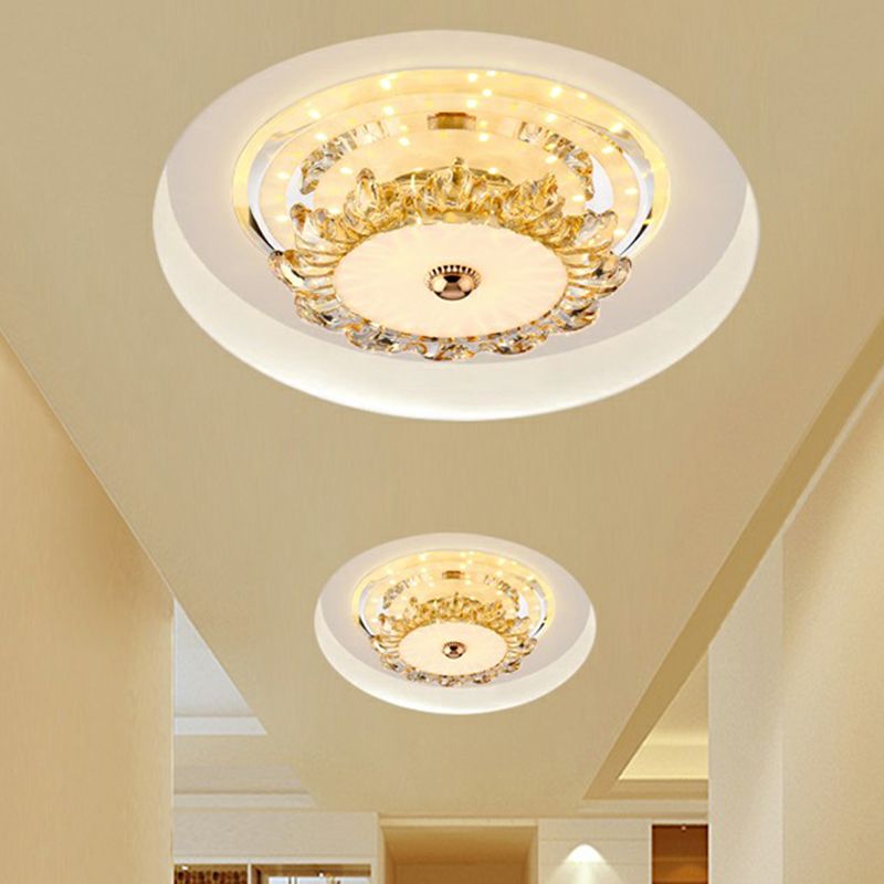 Floral Crystal Flush Mount Lighting Minimalist Clear LED Flush Mount Fixture for Foyer