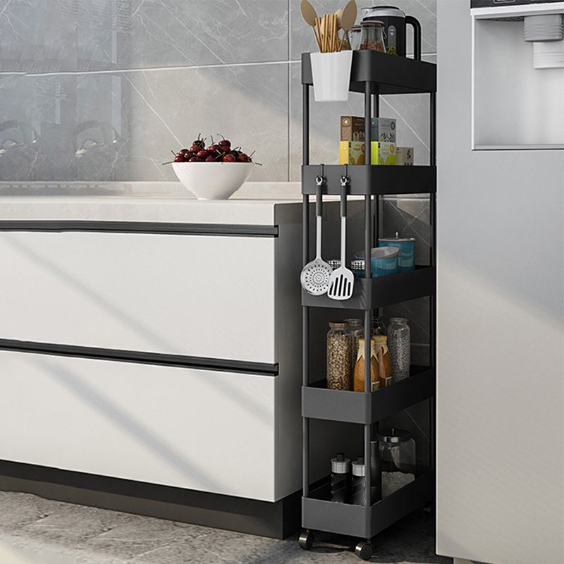 Contemporary Plastic Geometric Bookcase Open Back Bookshelf with Wheels