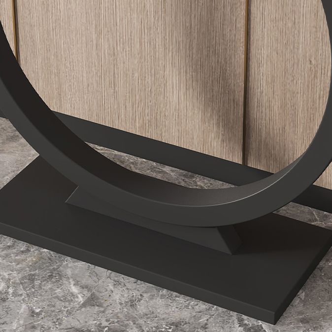 Glam Style Accent Table with Pedestal Base and Marble Rectangle Top