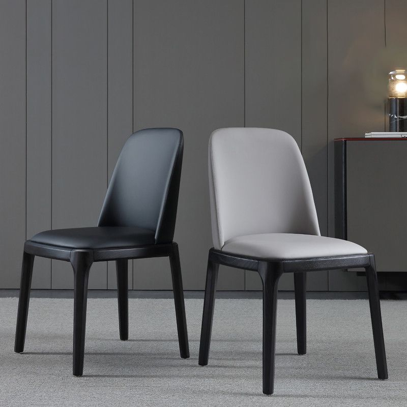 Chaises d'appoint en Faux cuir de Style scandinave, avec pieds en bois, dossier solide, pour la maison