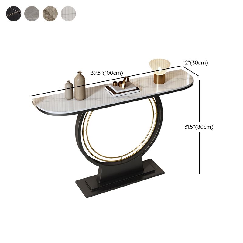 Modern Half Moon Console Accent Table Antique Finish Console Sofa Table