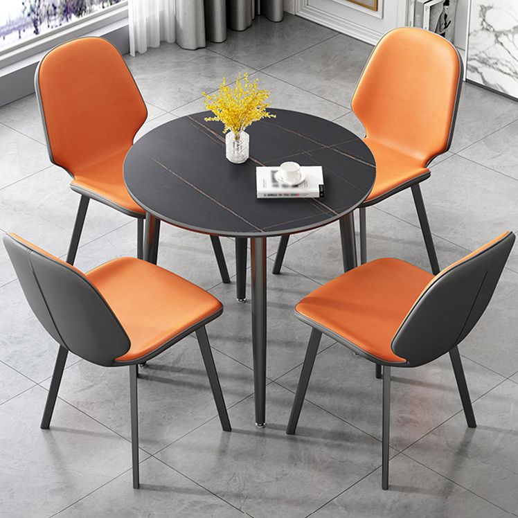 Modern Sintered Stone Dinner Table 4 Legs 31.2" Dining Table with Black Frame
