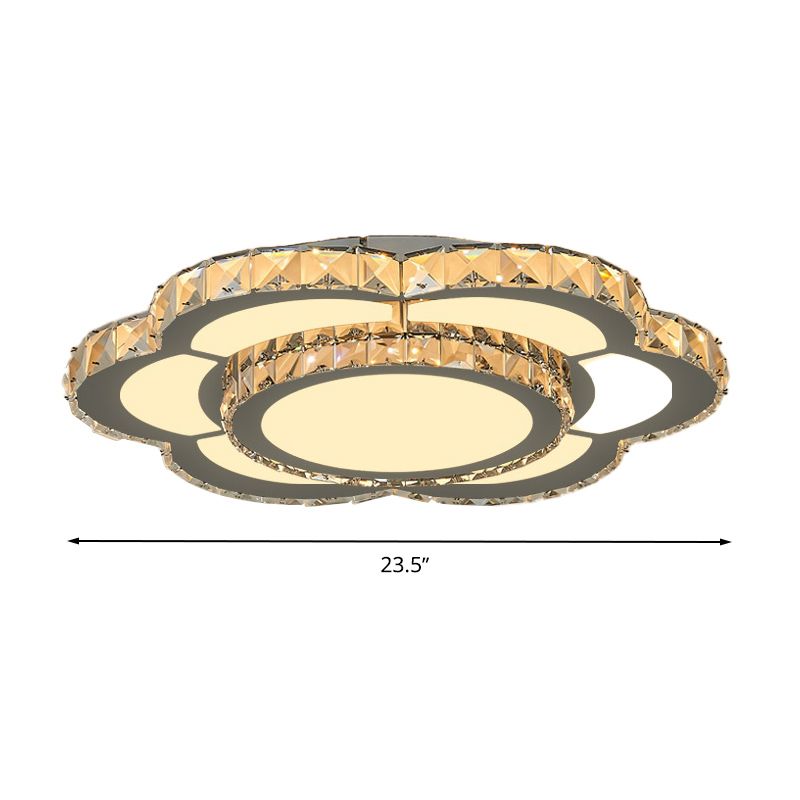 Lámpara de montaje empotrado floral para sala de estar, cristal contemporáneo, 10 "/ 18"/23,5 "de ancho, lámpara empotrada LED blanca en luz cálida/blanca