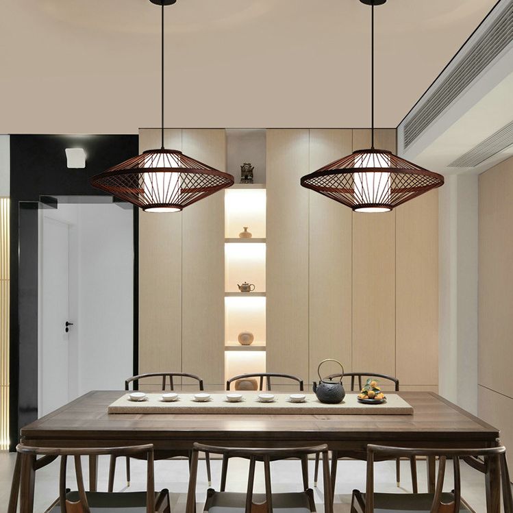 Flying Saucer Bambus Anhänger Beleuchtung Leuchte Asien Stil Suspension Anhänger Licht