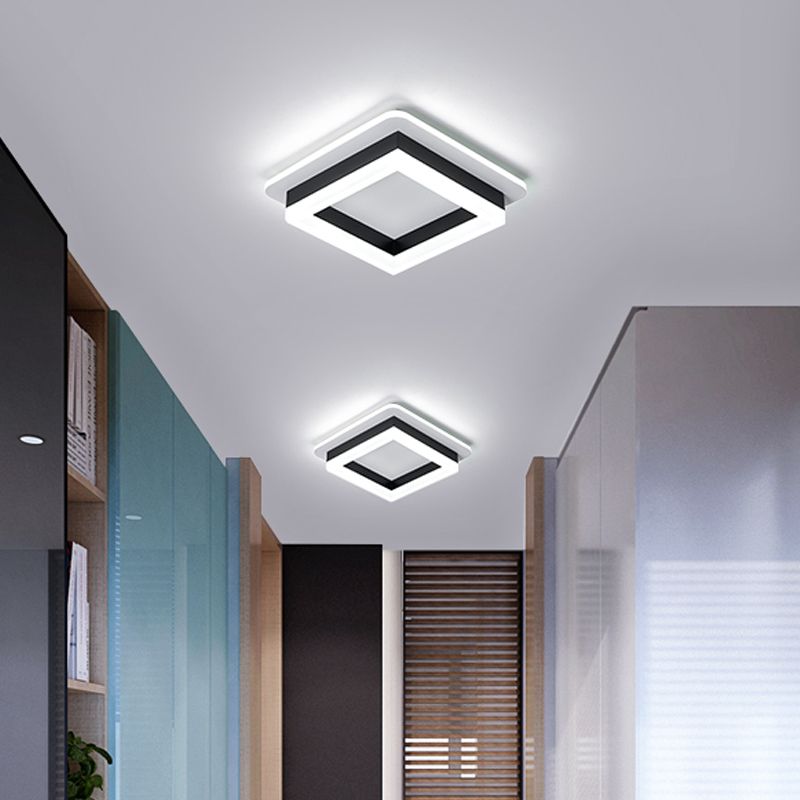 Ronde/vierkante inbouwplafondlamp Minimalistisch acryl Zwart/wit LED-inbouwverlichting in warm/wit licht voor slaapkamer
