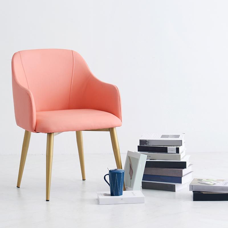 Upholstered Arm Chair Glam Dining Arm Chair with Gold Legs for Home