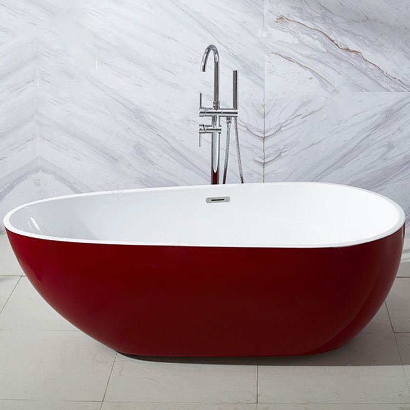 Modern Soaking Bathtub Oval with Drain Acrylic Freestanding Bath Tub