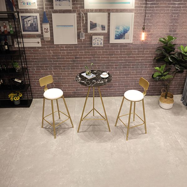 1/3 Pieces Glam Iron Bar Table Set Round Bistro Set with White Faux Marble Top