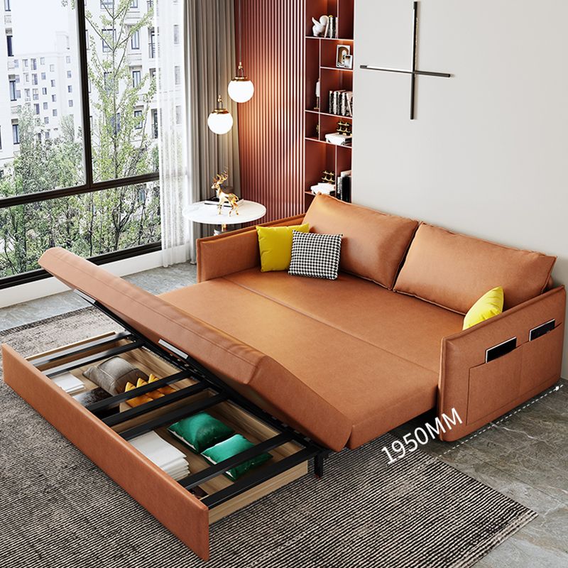 31" Wide Scandinavian Sleeper Sofa Futon Orange Foldable Sleeper Sofa