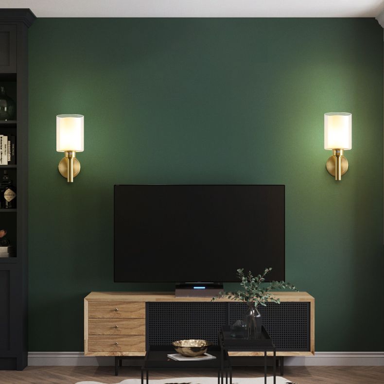 Oro Pronzo da parete a 1 luci a 1 luce in moderna luce da parete da interno in rame di lusso con tonalità di vetro