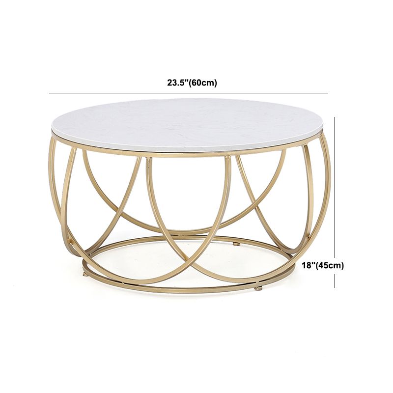 Contemporary Coffee Table Round Metal Frame Base Cocktail Table