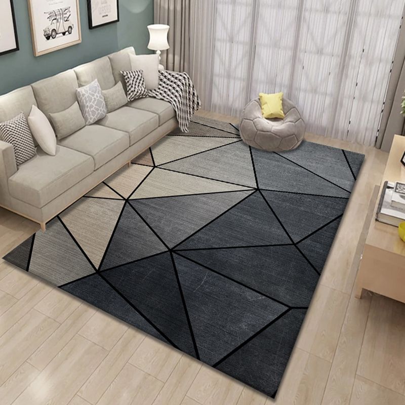 Contemporary Area Rug Modern Geometric Rug Polyester Washable Area Carpet for Living Room