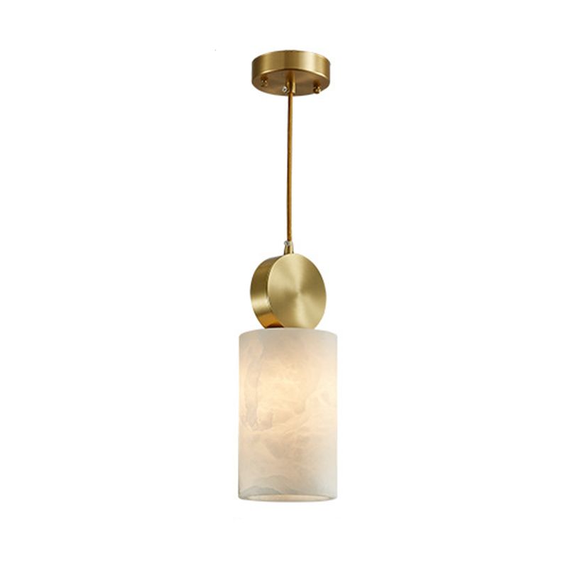 Kleine marmeren hanglamplichter bevestiging eenvoudig 1 bol messing hangend licht voor slaapkamer