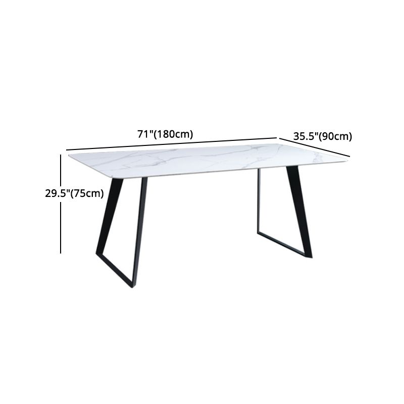 Modern 1/2/5/7 Pieces Rectangle Dining Set Sintered Stone Table with Leather Chairs