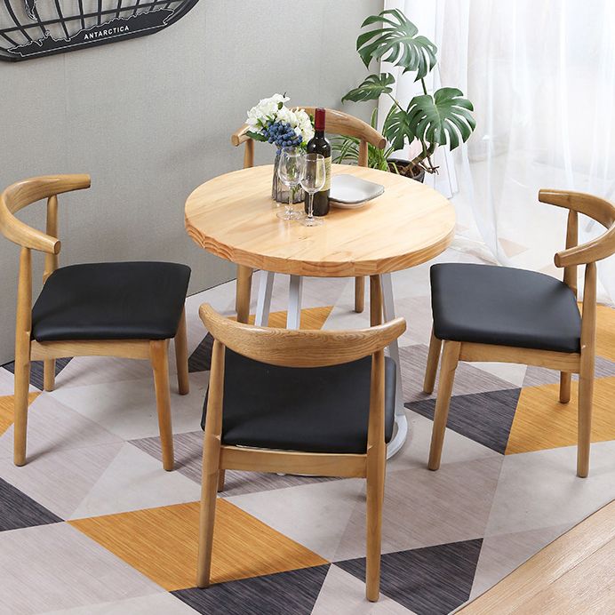 Modern Style Round Solid Wood Dining Set 1/2/3/4/5 Pieces Dining Set for Dining Areas