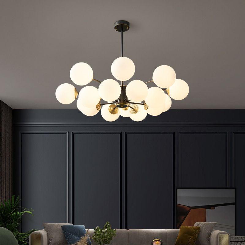 Forme sphérique en verre Sanging Chandelier Modern Style Multi Light Hanging Mount Fixture