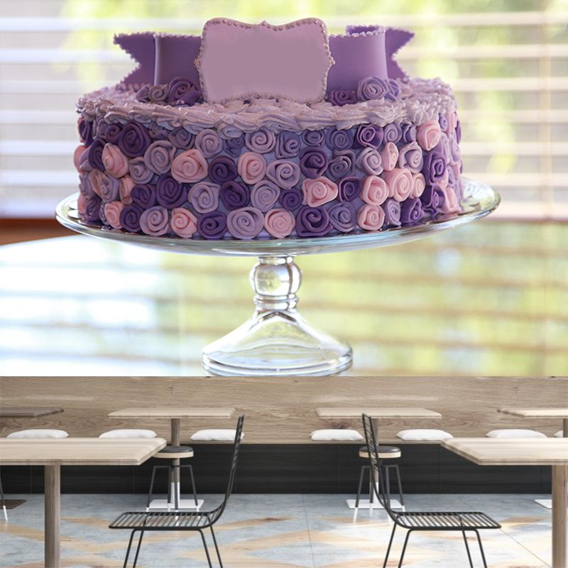Photography Birthday Cake Mural Wallpaper Mildew Resistant Coffee Shop Wall Decor
