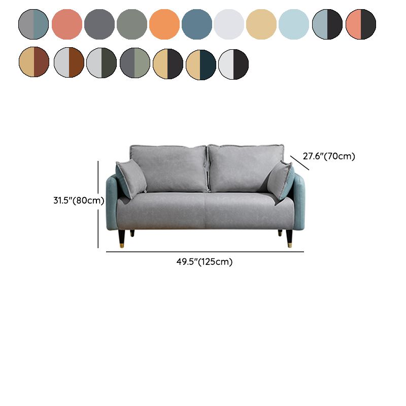 Solid Wood Loveseat Sofa Square Arm Living Room Settee with Pillows