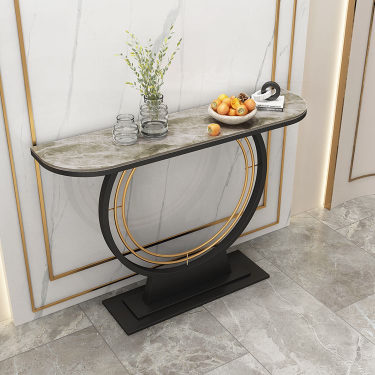 Contemporary Half Moon Console Accent Table Antique Finish Console Sofa Table