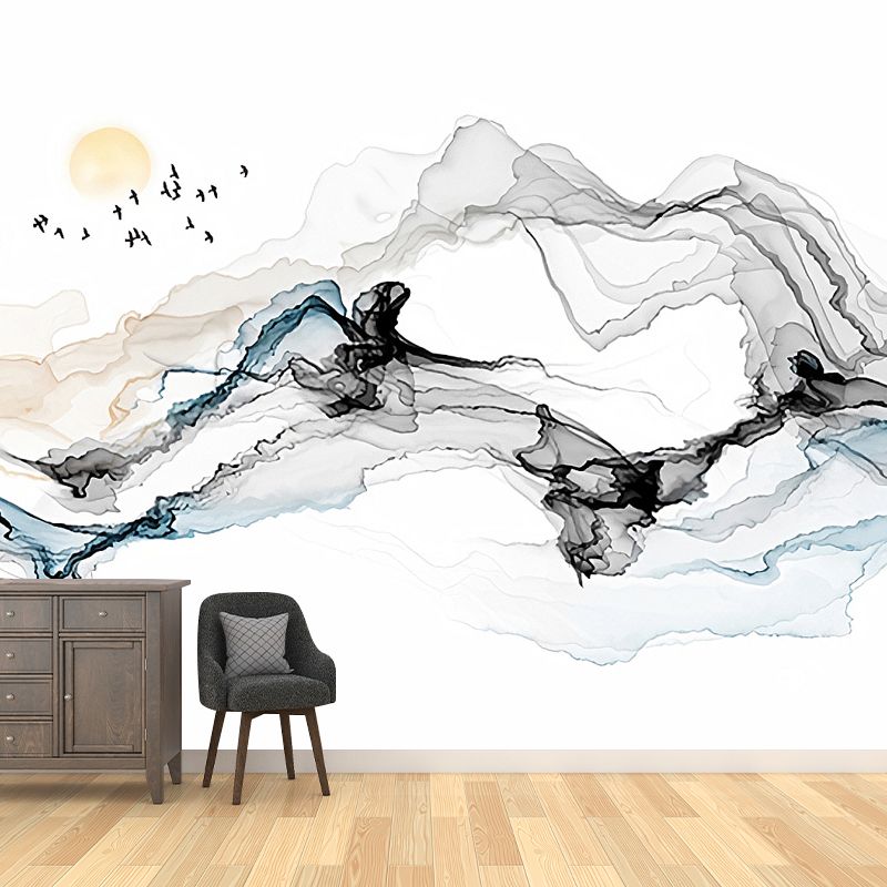 Peintures murales abstraites couleur pastel fumée décor mural extra large, taille personnalisée disponible