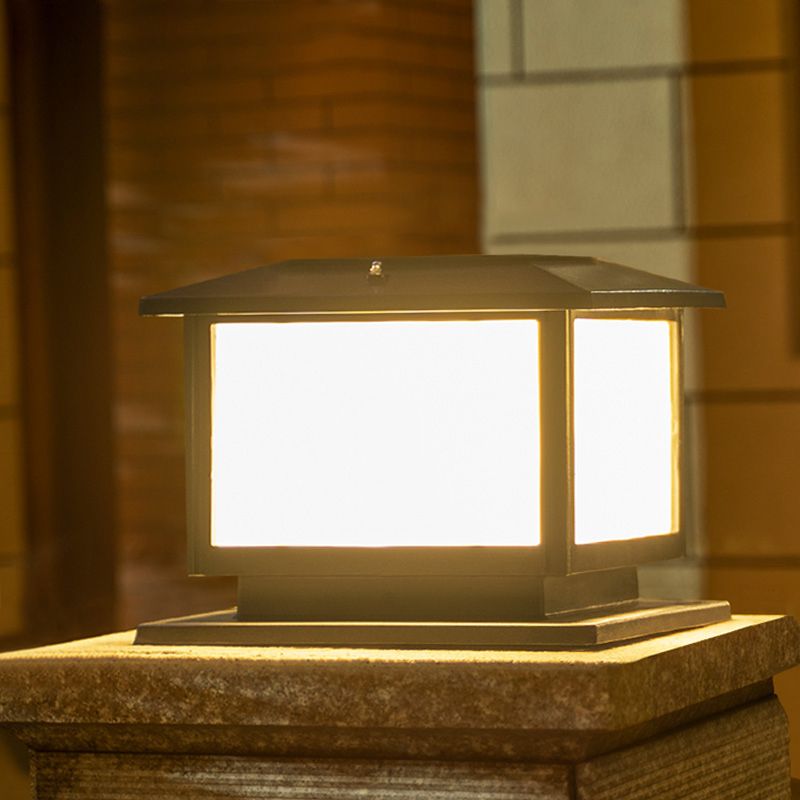 Modern Geometric Pillar Lamp Minimalist LED Solar Lighting Fixture for Garden