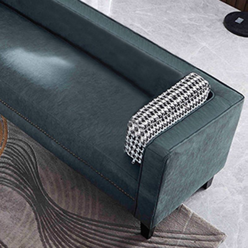 Contemporary Dark Green Sofa Tuxedo Arm Faux Leather Living Room Sofa