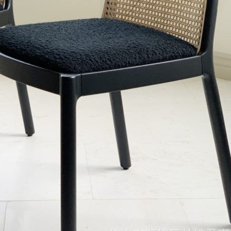 Industrial Upholstered Armless Chair Kitchen Cane Back Side Chair