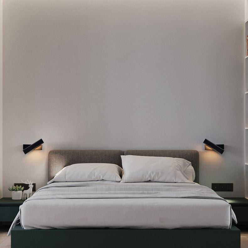 Aluminium Rectangular LED Wall Sconce in Modern Simplicity Wooden Rotatable Wall Light with Acrylic Shade