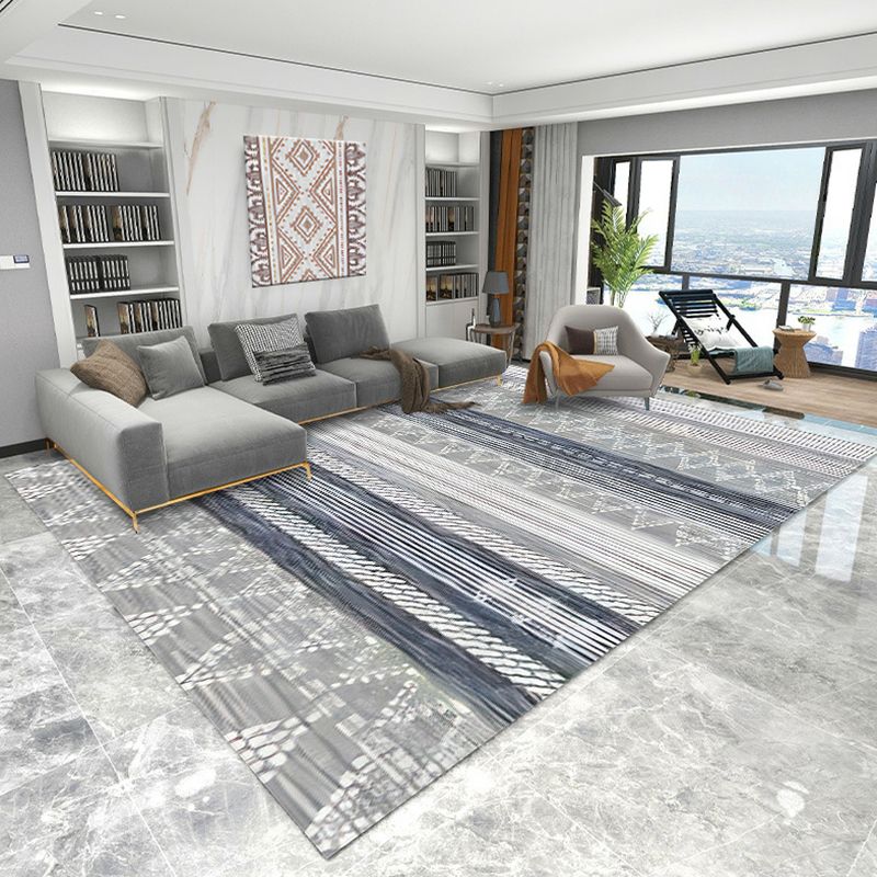 Classic Boho-Chic Rug Retro Striped Indoor Carpet Polyester Stain Resistant Carpet for Living Room