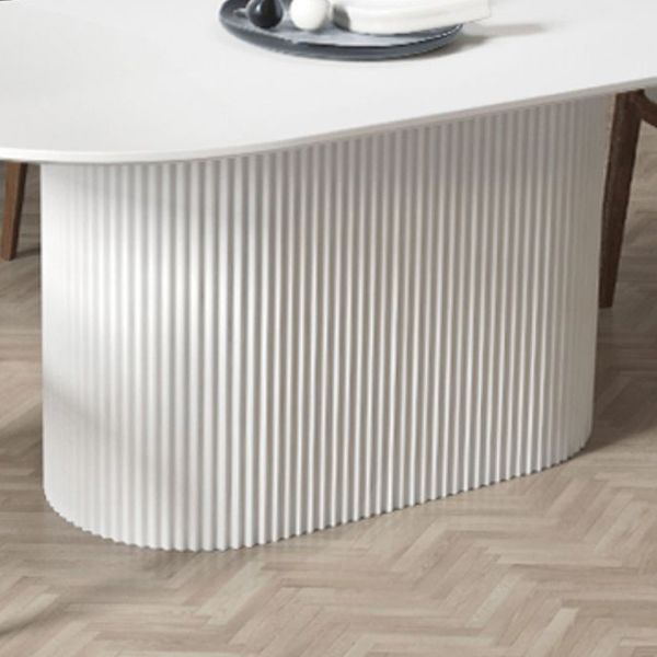 Simplicity Oval Dining Table Sintered Stone and Pine Top Pedestal Table