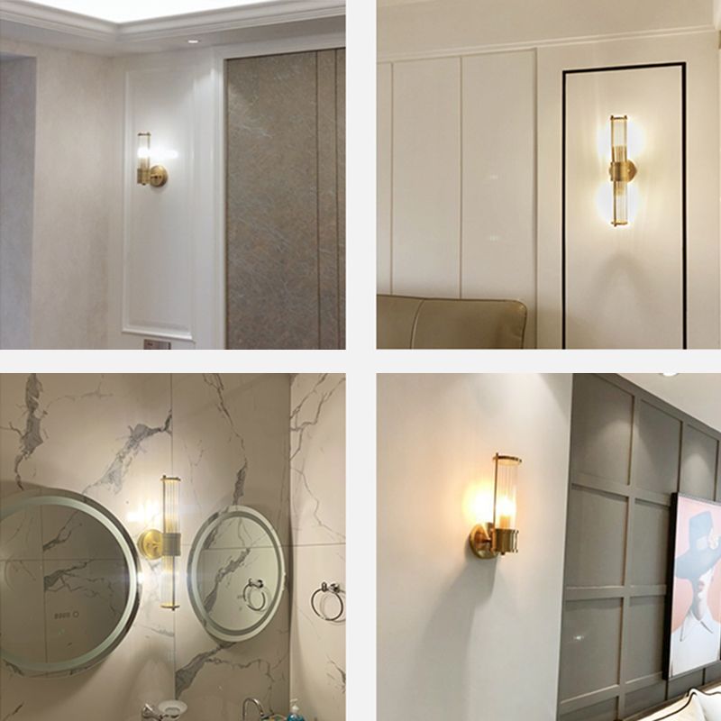 Gold Metal Wall Mount Lamp Contemporary Vanity Wall Light Sconces for Bathroom