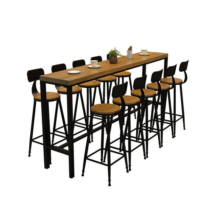 Industrial 1/2/6/11 Pieces Solid Wood Bar Table Set Fixed Counter Set for Home Use