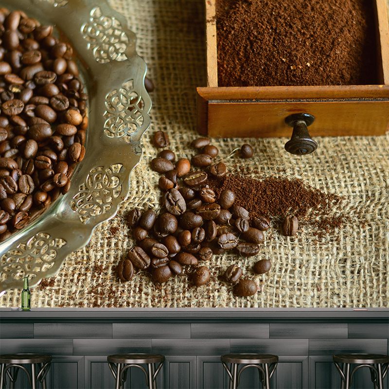 Customized Coffee Beans Mural Contemporary Eco-friendly Wallpaper for Shop Interior Decoration