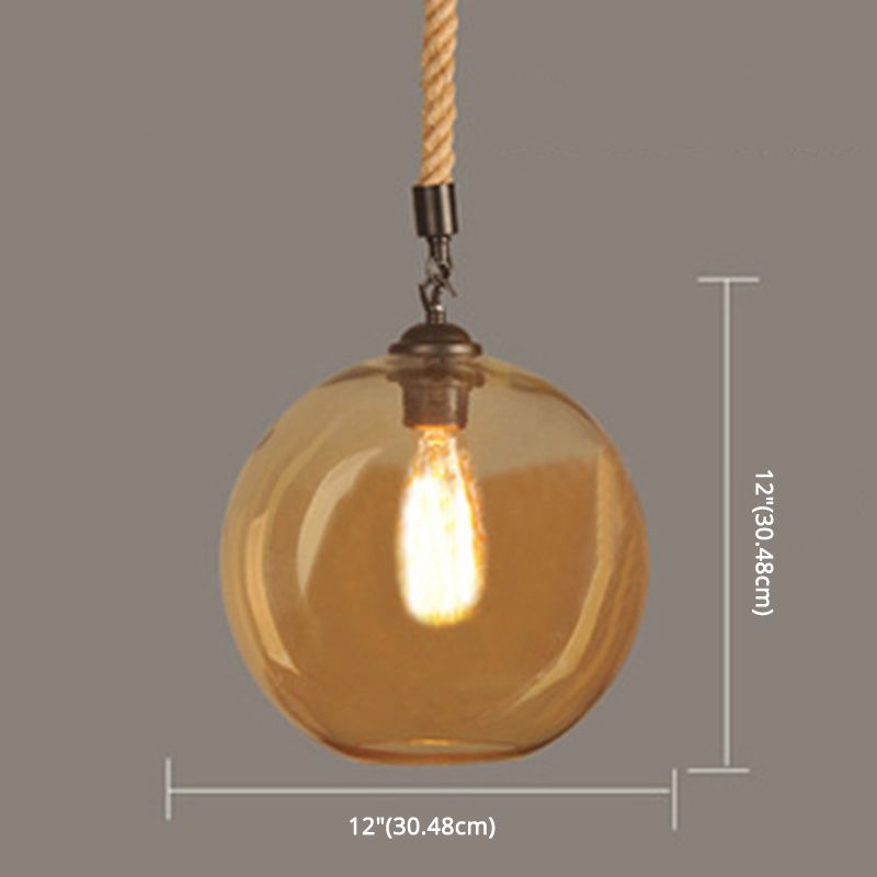 Bernsteinglas Globe Schatten Anhänger Leichtes Vintage Industrial Mini Hanging Lampe mit 39 Zoll verstellbarem Hängelseil