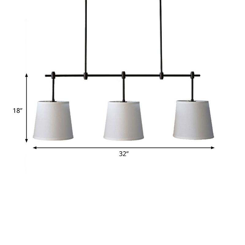 Luz de 3 luces Luz de la isla de la isla tradicional iluminación colgante de tela dorada para el comedor