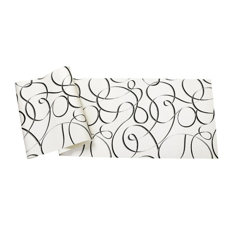 Modernist Swirl Patterned Wallpaper Pastel Color Unpasted Wall Art for Living Room