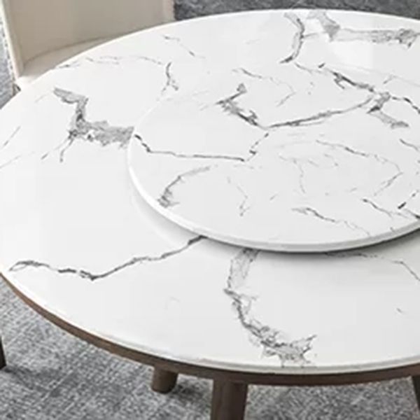Modern Rotatable Round Table Set 1/4/5/6/7 Pieces Artificial Marble Top Round Table Set
