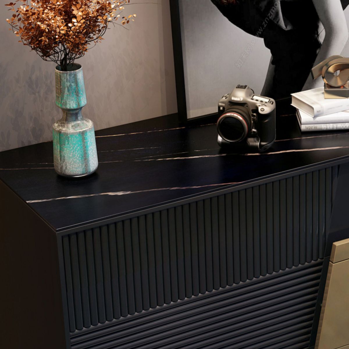 Contemporary Storage Chest Stone Dresser with 4/5 Drawers , 15.6 Inch Width