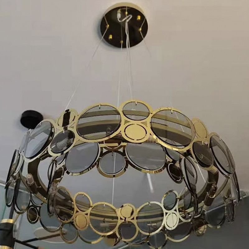 Contemporary Simple LED Chandelier Glass Geometric Pendant Light for Living Room