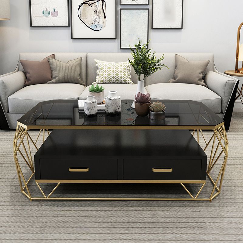Contemporary Frame with Drawer Rectangular Single Coffee Table