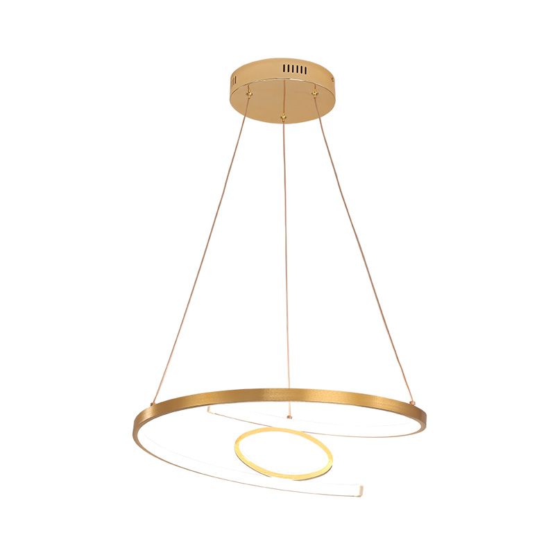 18 "/23.5" brede draai kroonluchter lamp Moderne acryl LED Goudhangende hanglamp in wit/warm licht voor woonkamer