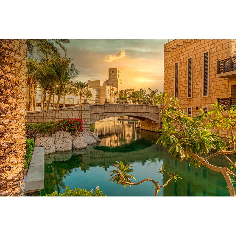 Construction Mural Wallpaper Mildew Resistant Modern Style Living Room Decoration