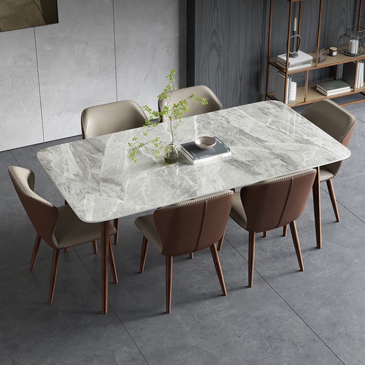 Mesa de comedor de piedra sinterizada Mesa rectangular de 4 patas de mediados de siglo para comedor